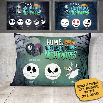 Home Of One Wicked Couple And Their Nightmares Family With Pet Personalized Pillow AP01