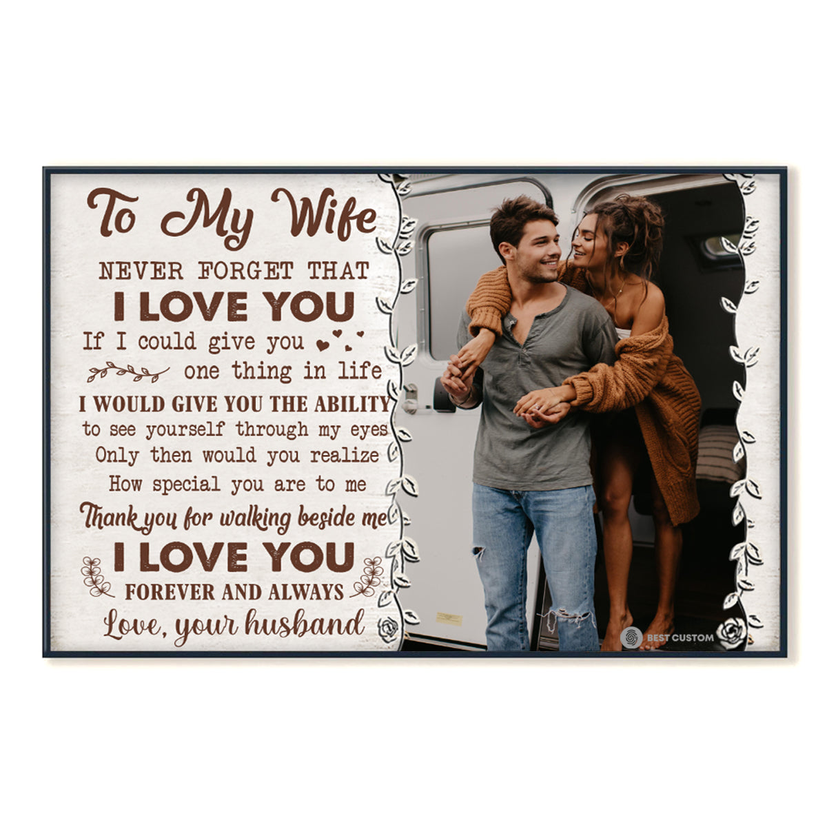 To My Wife I Love You Forever & Always - Personalized Photo Canvas - Gift For Couple