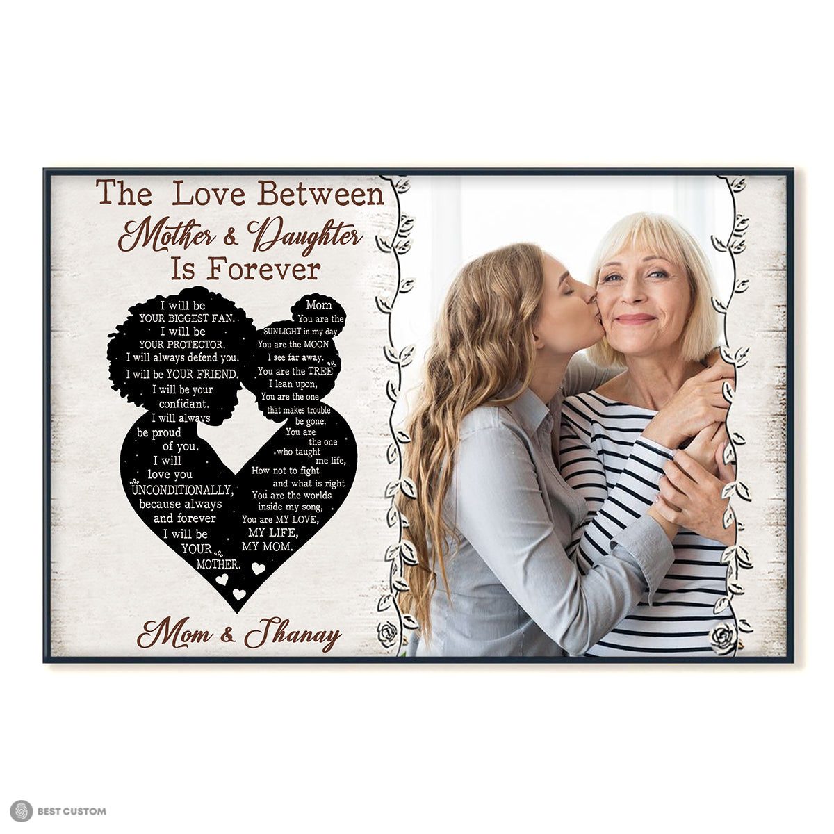 The Love Between Mother & Daughter Is Forever - Personalized Photo Canvas - Gift For Mom, Gift For Daughter