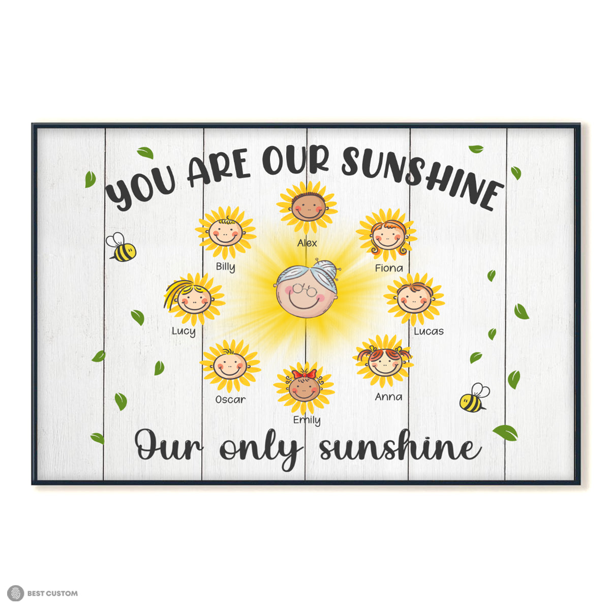 Grandma You Are Our Sunshine - Personalized Canvas - Gift For Grandma