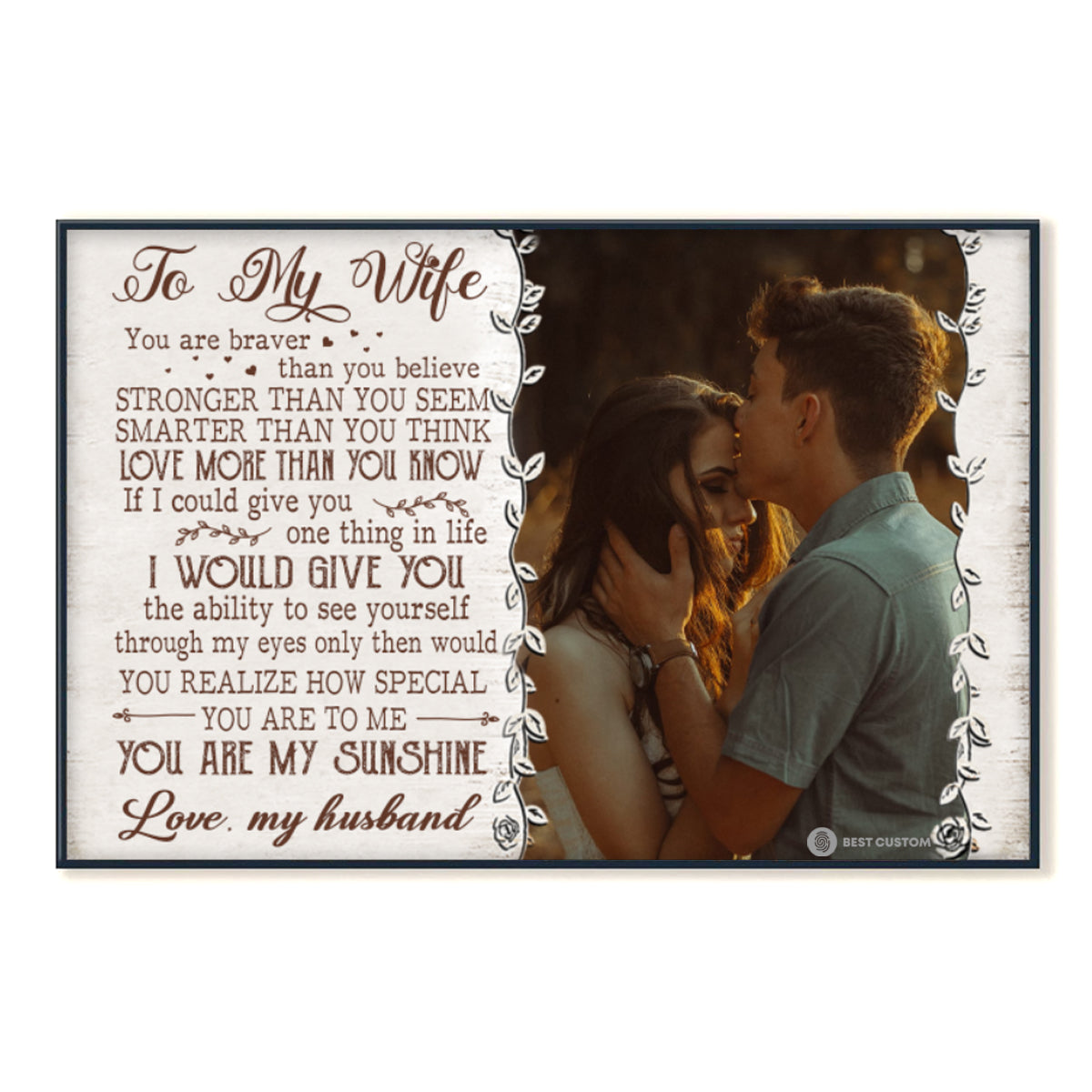 To My Wife You Are My Sunshine - Personalized Photo Canvas - Gift For Couple