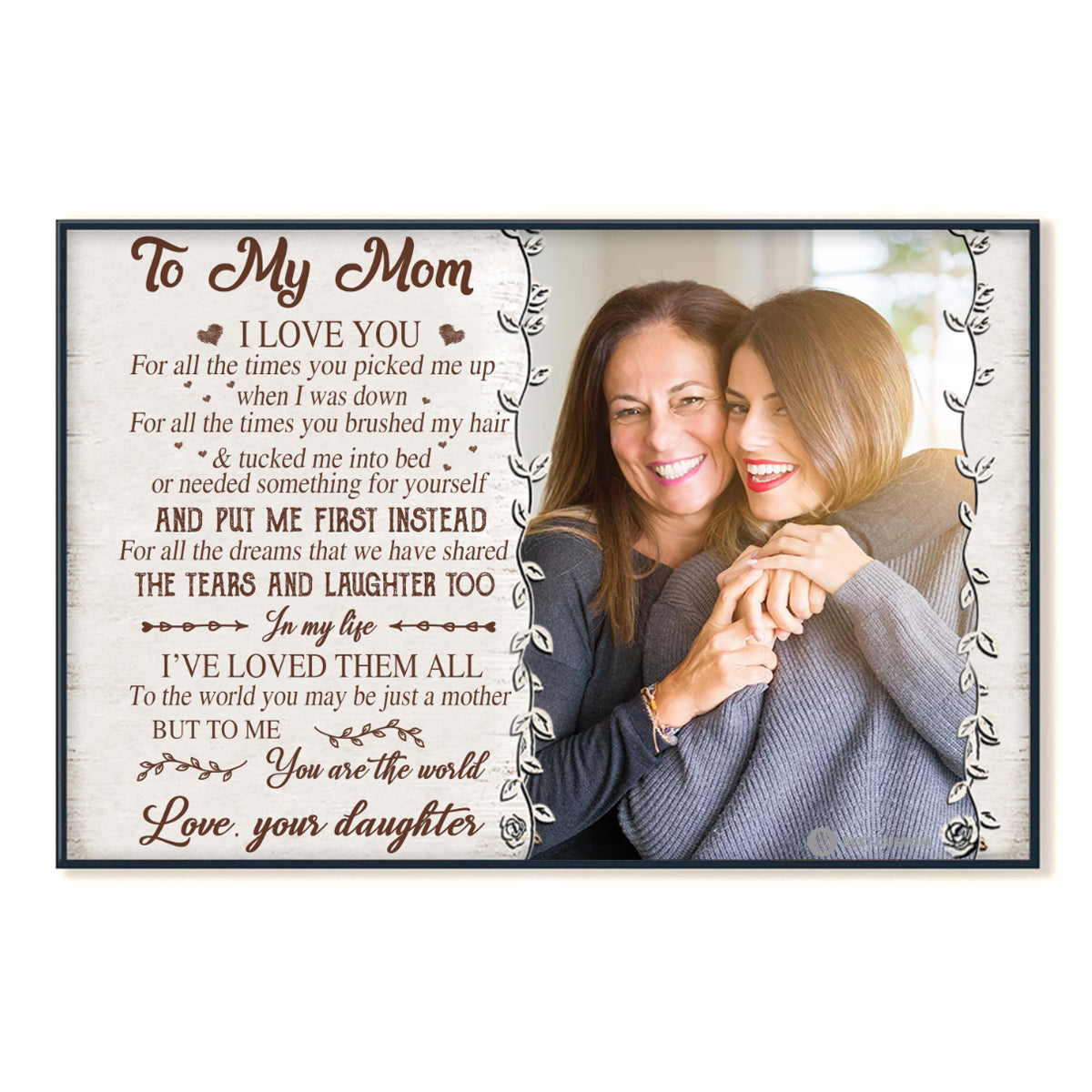 To My Mom You Are The World - Personalized Photo Canvas - Gift For Mom