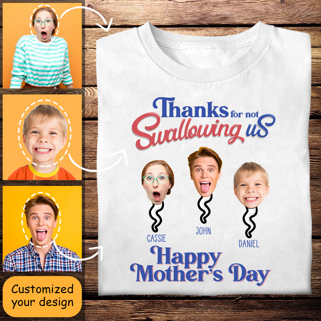 Personalized Shirt - Thanks For Not Swallowing Us - Funny Mother's Day Birthday Gift For Mom Mother Wife