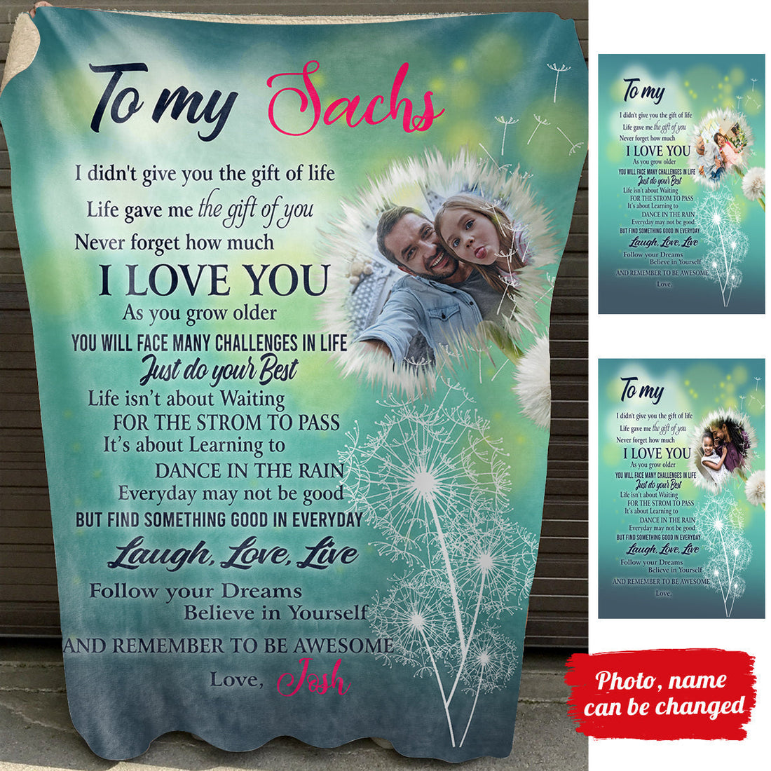 Believe In Yourself - Personalized Photo Blanket - Gift For Bonus Daughter