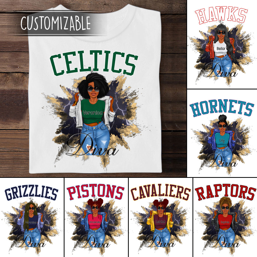 Black Girl, Basketball Diva Personalized Apparel