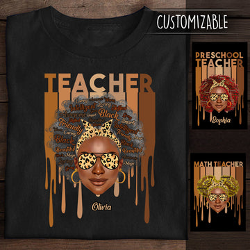 Black Teacher Love Melanin Personalized Apparel