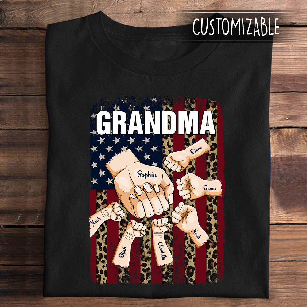 Grandma With Grandkids Hand To Hands Personalized Apparel Gift For Grandma