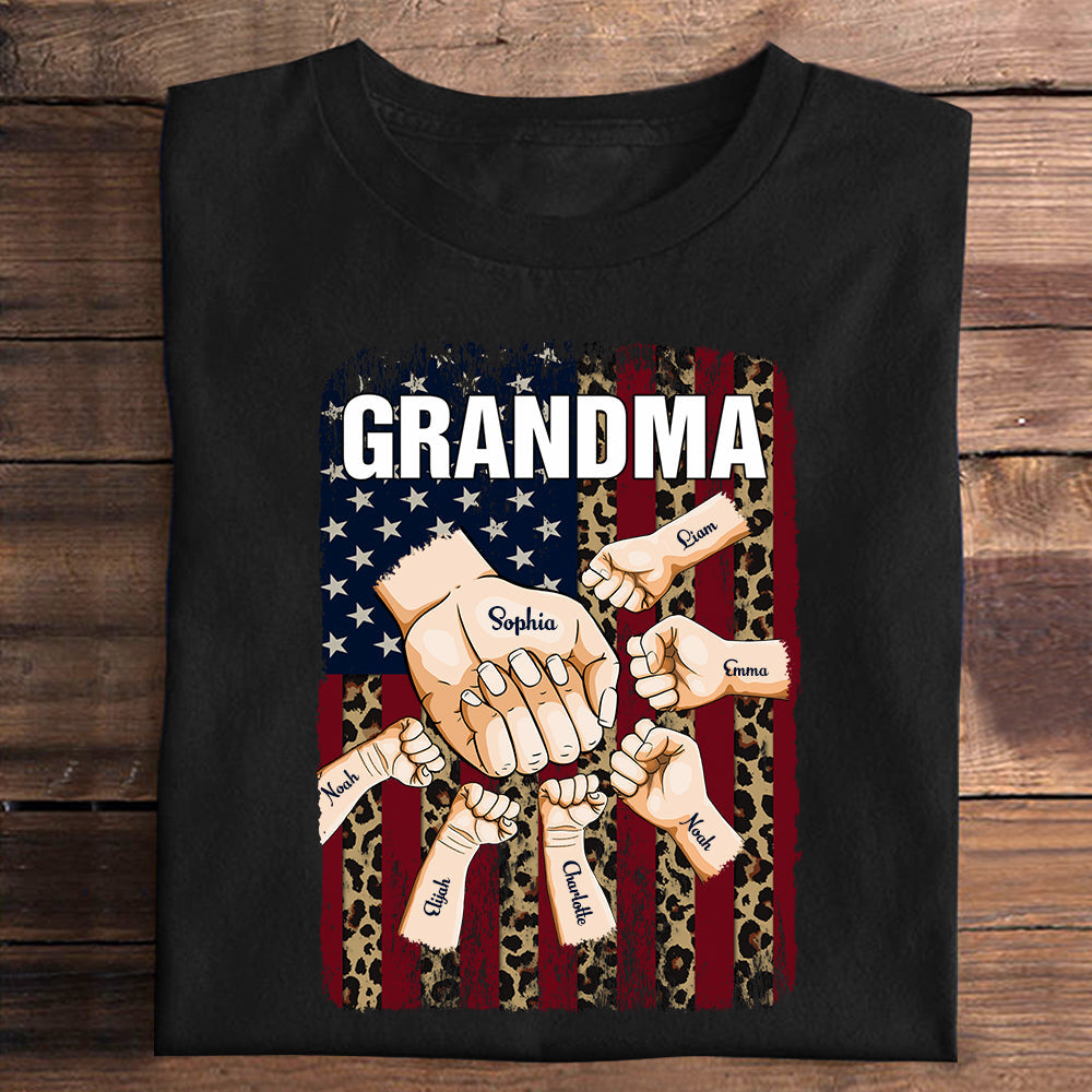 Grandma With Grandkids Hand To Hands Personalized Apparel Gift For Grandma