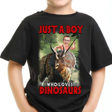 Ride on a Dinosaur Custom Photo Personalized Standard Youth T-Shirt