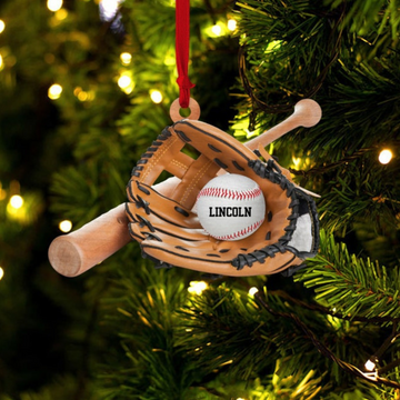 Personalized Baseball Christmas Ornament -Baseball Equipment Wood Ornament-Baseball Custom Ornament-Baseball Team Gift-Christmas Gift