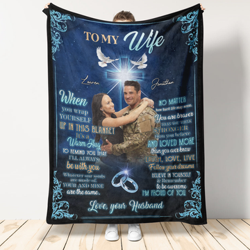 Personalized Blankets With Names And Pictures - To My Wife No Matter How Hard Life May Seem - Husband To Wife, Mother's Day Gift For Wife