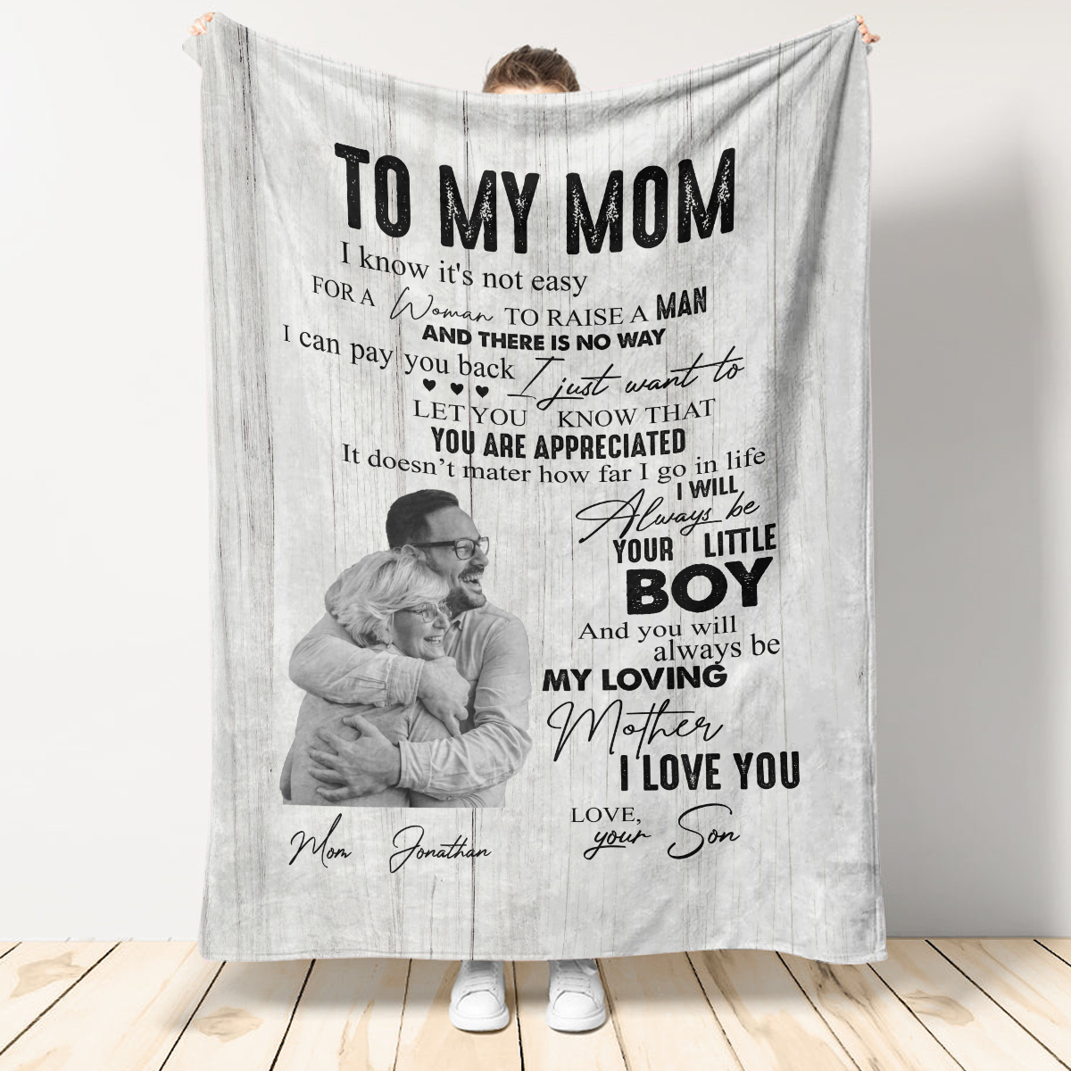 Custom Blanket With Pictures - To My Mom I Will Always Be Your Little Boy - Son To Mom Gift, Mother's Day Gift For Mom