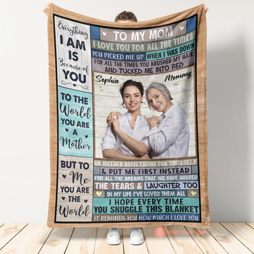 Personalization Gifts For Mom - I Love You For All The Time - Personalized Picture Blanket - Personalized Mother's Day Gift