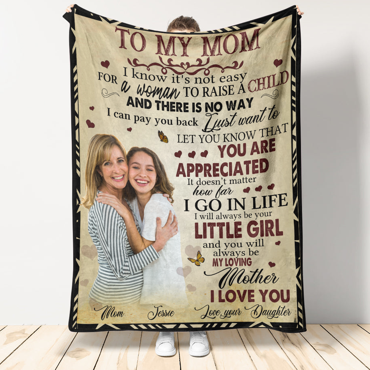 Custom Photo Quilt - To My Mom I Know It's Not Easy - Daughter To Mom, Mother's Day Gift For Mom