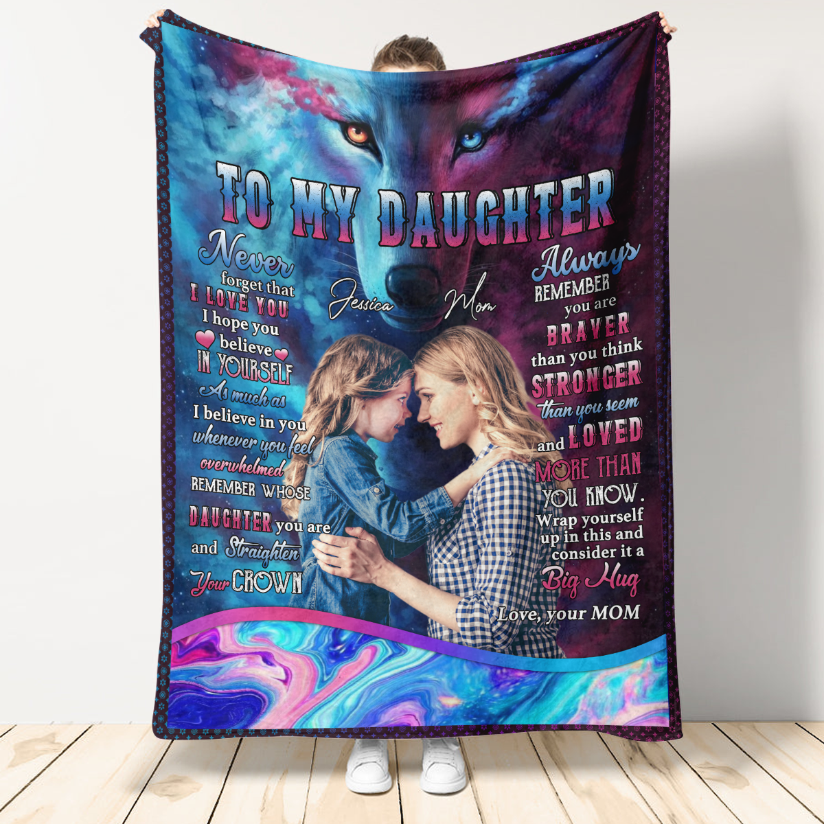 Personalized Throw Blankets With Picture - To My Daughter Remember Whose Daughter You Are - Mom To Daughter, Personalized Gift For Daughter