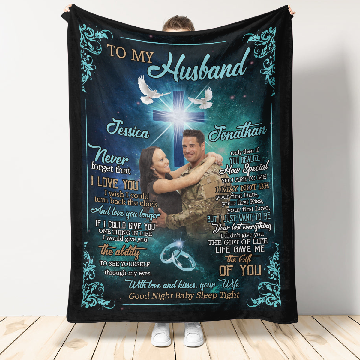 Gift For Husband Blanket, To My Husband Never Forget That I Love You Fleece Blanket