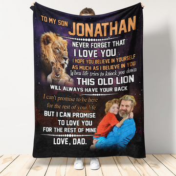 Gift For Son Blanket, To My Son This Old Lion Will Always Have Your Back - Love From Dad