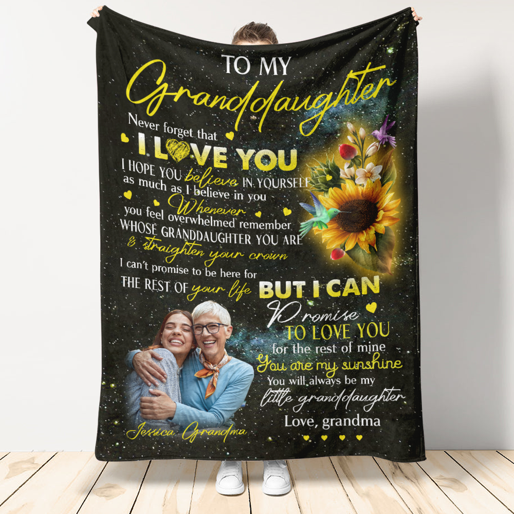 Gift For Granddaughter Blanket, To My Granddaughter Sunflower You Are My Sunshine - Love From Grandma