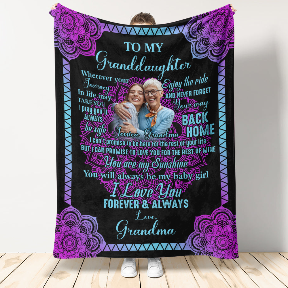 Gift For Granddaughter Blanket, Grandma To Granddaughter Love Forever Butterfly Fleece Blanket