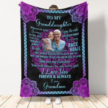 Gift For Granddaughter Blanket, Grandma To Granddaughter Love Forever Butterfly Fleece Blanket