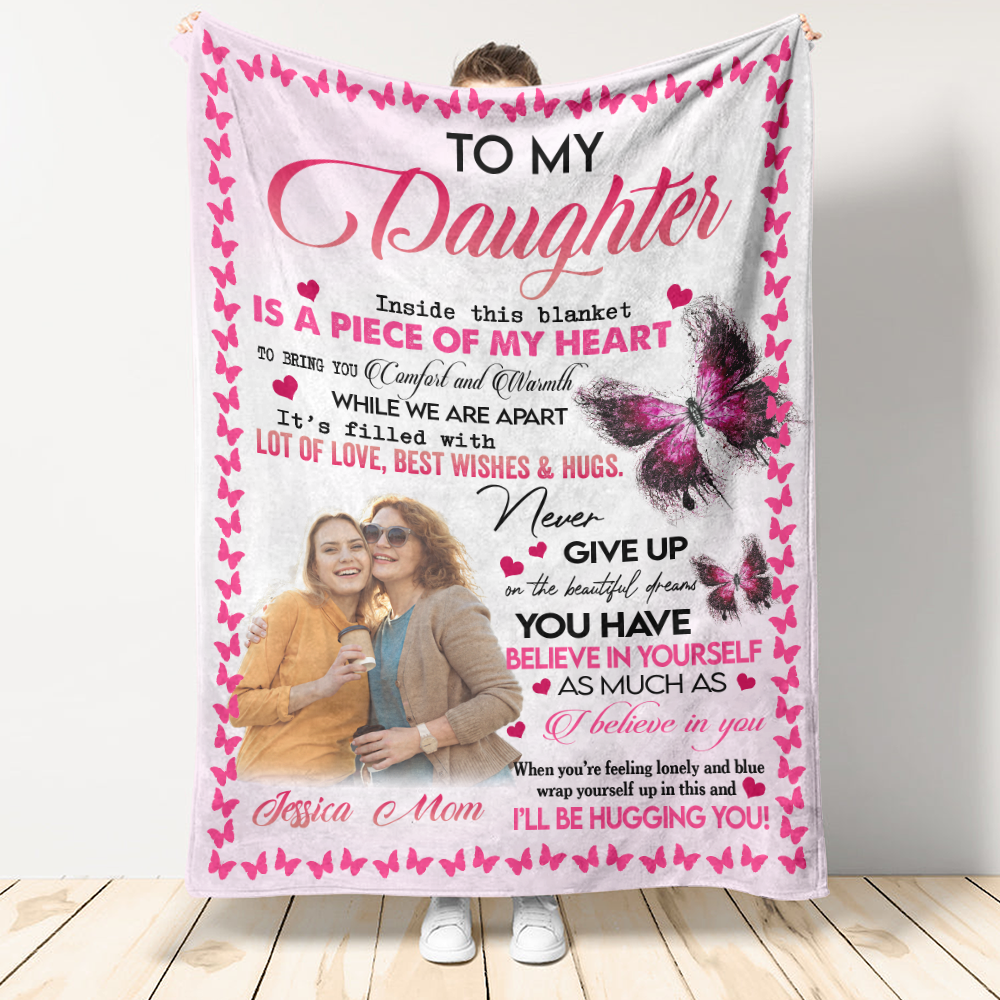 To My Daughter I Believe In You, Pink Fleece Blanket - Quilt Blanket, Gift For Daughter, For Daughter, From Mom To Daughter