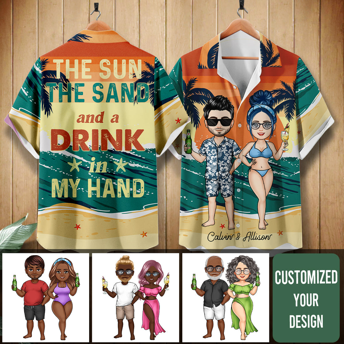 The Sun And Sand - Personalized AOP Hawaiian Shirt - Gift For Couple, Beach, Summer Vacation