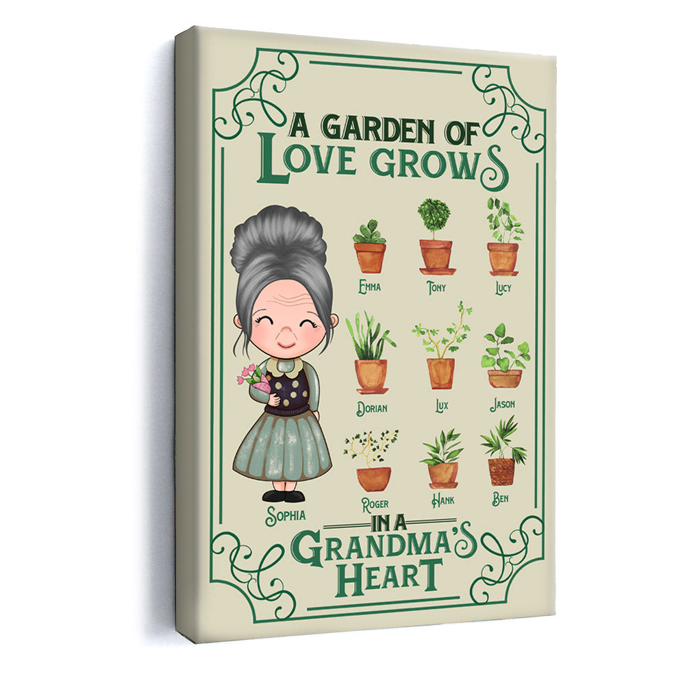 A Garden Of Love Grows In A Grandma's Heart - Personalized Canvas - Gift For Grandma