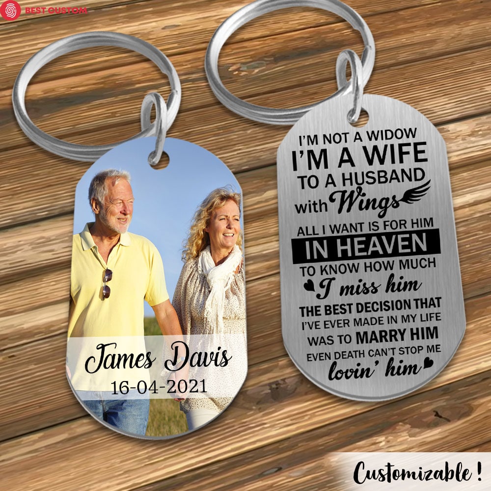 I'm Not A Widow - Personalized Photo Stainless Steel Keychain - Memorial