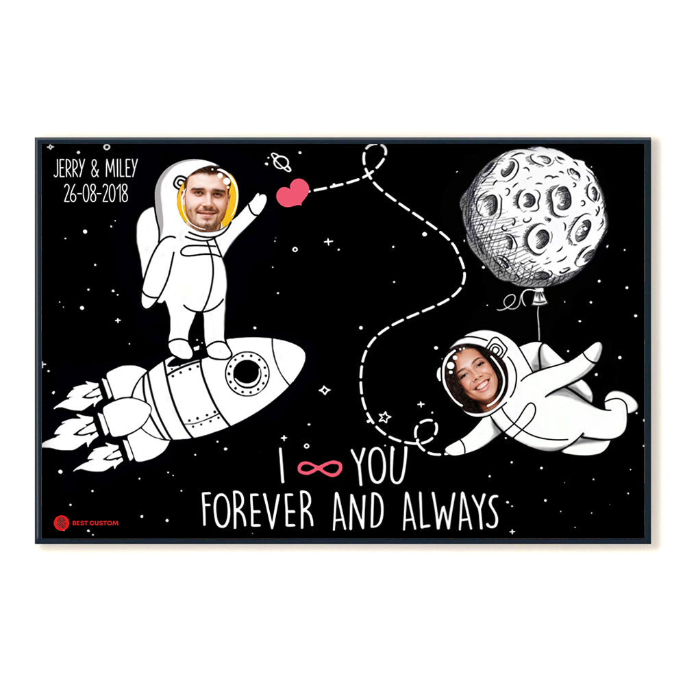 Astronaut Couple Rocket Moon Personalized Canvas I Love You To The Moon And Back AM08