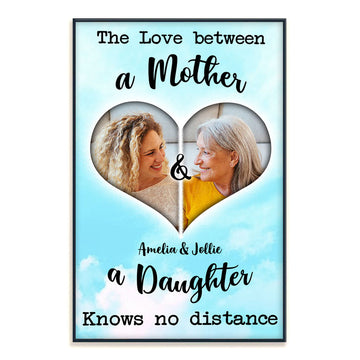 No Distance Mother And Daughter - Personalized Photo Canvas - Gift For Mom