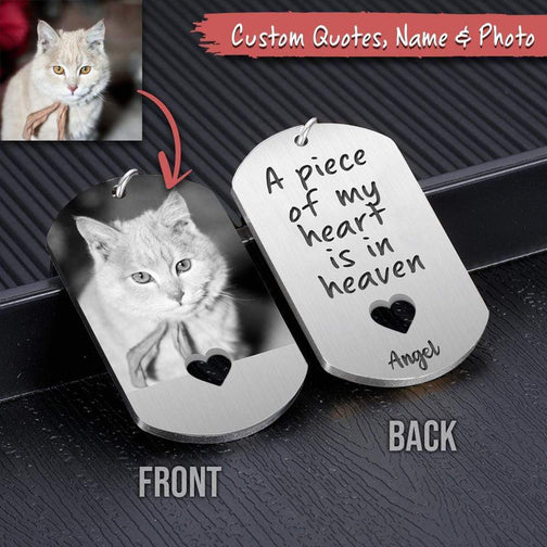 Sympathy Quotes Pet Metal Keychain, Pet Photo Engraved Keychain