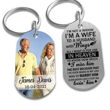 I'm Not A Widow - Personalized Photo Stainless Steel Keychain - Memorial