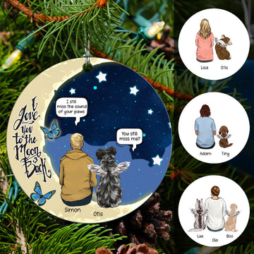 Angel Dog I Love You To The Moon & Back Custom Ornament Memorial Gif