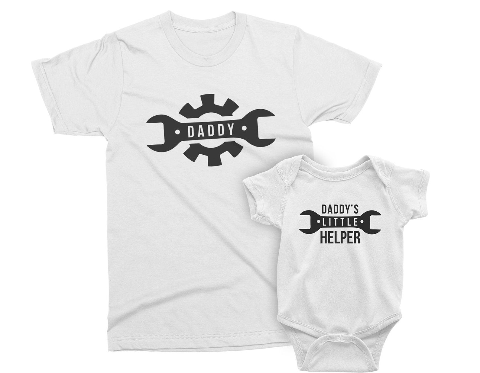 Daddy & Daddy's Little Helper. Father's Day gift for Father, Son, Daughter, Baby. Matching Mechanic T-shirts