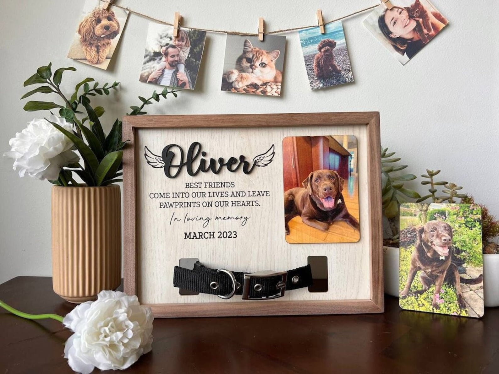 Memorial Pet Collar Sign, Loss of Dog, Puppy Memorial Wooden Picture Frame , Dog Memorial Gifts, Pet Loss Gifts, Pet Sympathy Gift