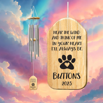 Hear The Wind Pet Memorial Wind Chime Gift, Wind Chimes Dog Loss Memorial Gift, Cat Remembrance Sympathy, Gift Pet Loss Gifts