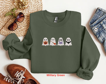 Best Seller Halloween Cute Ghost Embroidered Sweatshirt