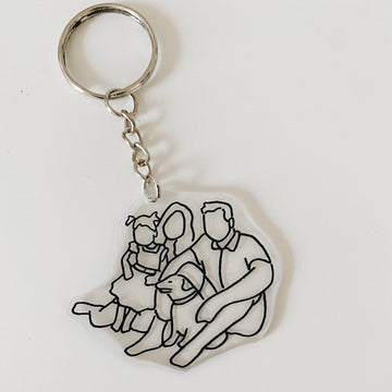 Custom Faceless Portrait Keychain OUTLINE ONLY - Cute Anniversary Gift/Long Distance Friendship/Family Memories/Bridesmaids Gift