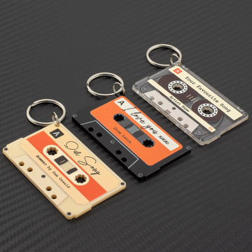 Personalised Song Message Cassette Keychain Custom Song Retro Tape Keyring