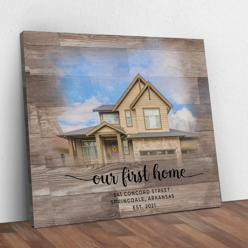 Housewarming Gift First Home, New Home Personalized Canvas Portrait Gift, Our First Home Sign, Realtor Closing Gift, House Warming Gift