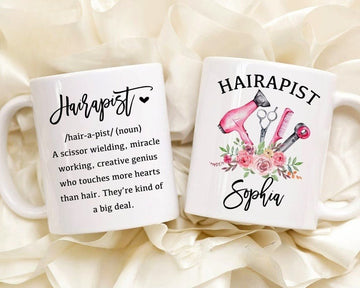 Hairapist Mug - Personalized Coffee Mug for Hairstylist - Birthday Gift for Hair Dresser - Christmas Gift for Friend - Hairapist Definition