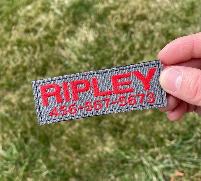 Custom Name and Phone Number Embroidered Patch For Harness or Collar, Patch For Dog/Cat