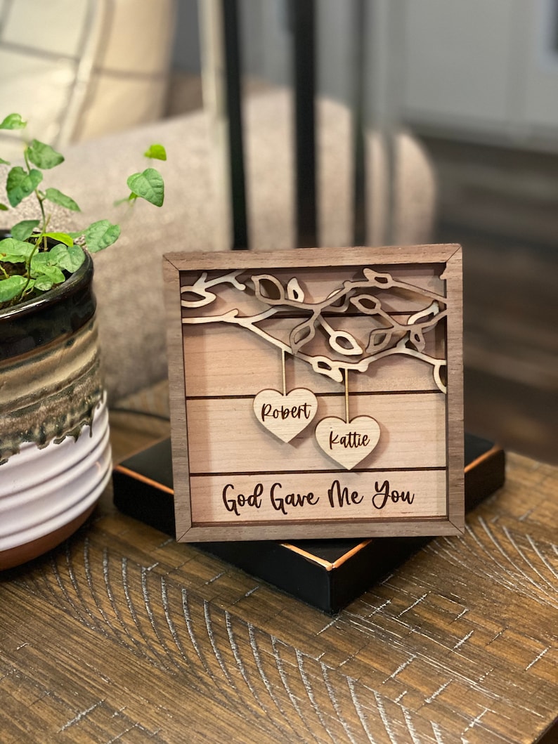 Personalized Wooden Sign | Heart with Date Frame | Couples Custom Wood Sign | Anniversary Gift | Personalized Wedding Gift | Layered 3d Sign