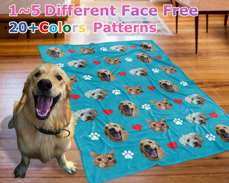 Your Dog On A Blanket,Personalized Pet Photo Blanket,Custom Dog Face Blankets, Dog Lover Gift, Dog Mom Gift, Pet Photo Blanket, Cat Blanket