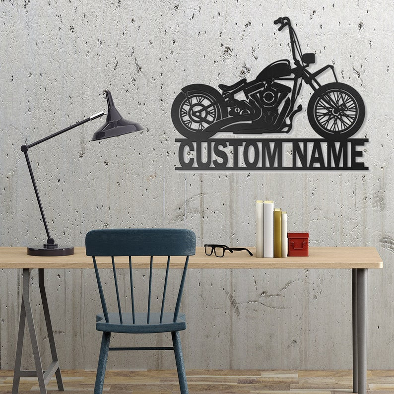 Custom Motorcycle Sign, Motorbike Motorcycle Metal Wall Art, Personalized Biker Name Sign, Housewarming Gift For Biker, Father's Day gift