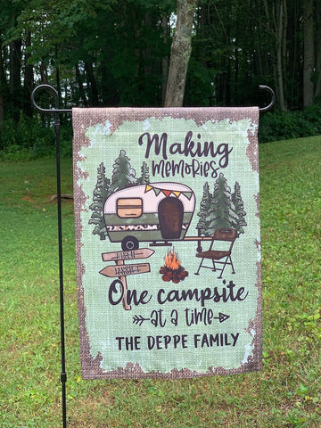 Making Memories One Campsite At A Time Garden Flag , Camping Flag, Personalized Garden Flag, Camping Garden Flag, Garden Flag