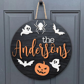 Halloween Door Hanger, 3D Custom Halloween Sign, Family Name Sign, Halloween Decor, Fall Decor, Fall Front Door Sign, Halloween Gift