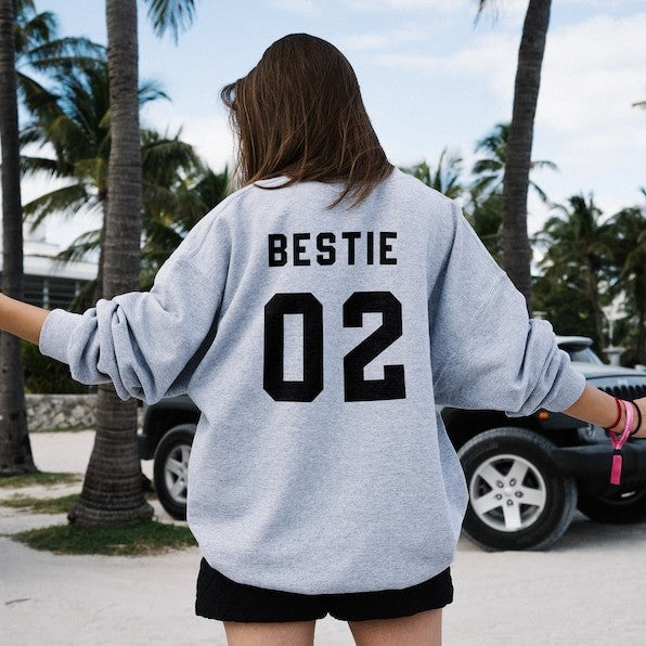 Personalized Best Friends Sweatshirt - Bestie 01 Bestie 02 Sweatshirt - Matching Bestie Sweatshirts - Bestie Shirt - Best Friend Sweatshirt