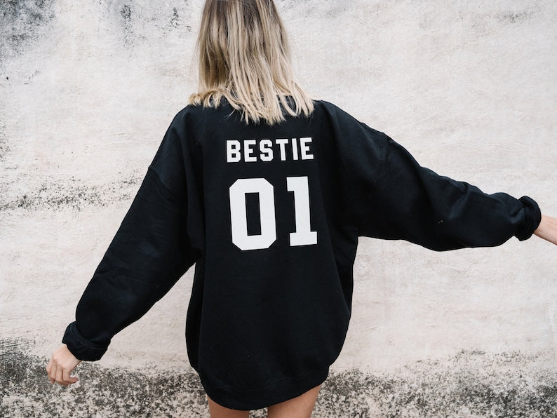 Personalized Best Friends Sweatshirt - Bestie 01 Bestie 02 Sweatshirt - Matching Bestie Sweatshirts - Bestie Shirt - Best Friend Sweatshirt