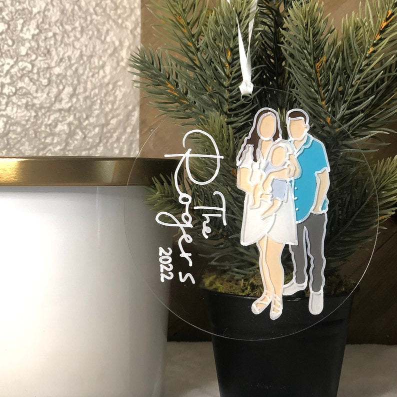 Personalized Family Christmas Ornament, Family Portrait Ornament, Personalized Family Portrait Ornament, Custom Family Ornament